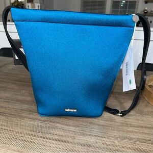 NWT Save My Bag T-Oilvia tote bag Metallics Blu Fondale
